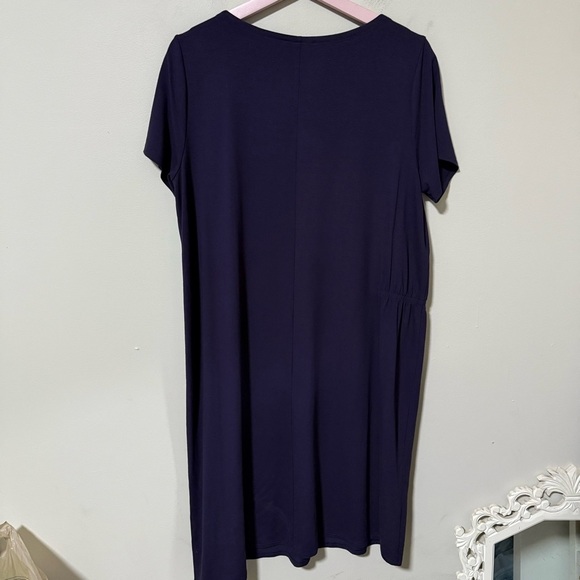 Eileen Fisher Asymmetrical Dress Short Sleeve Purple Size Medium - Picture 5 of 10